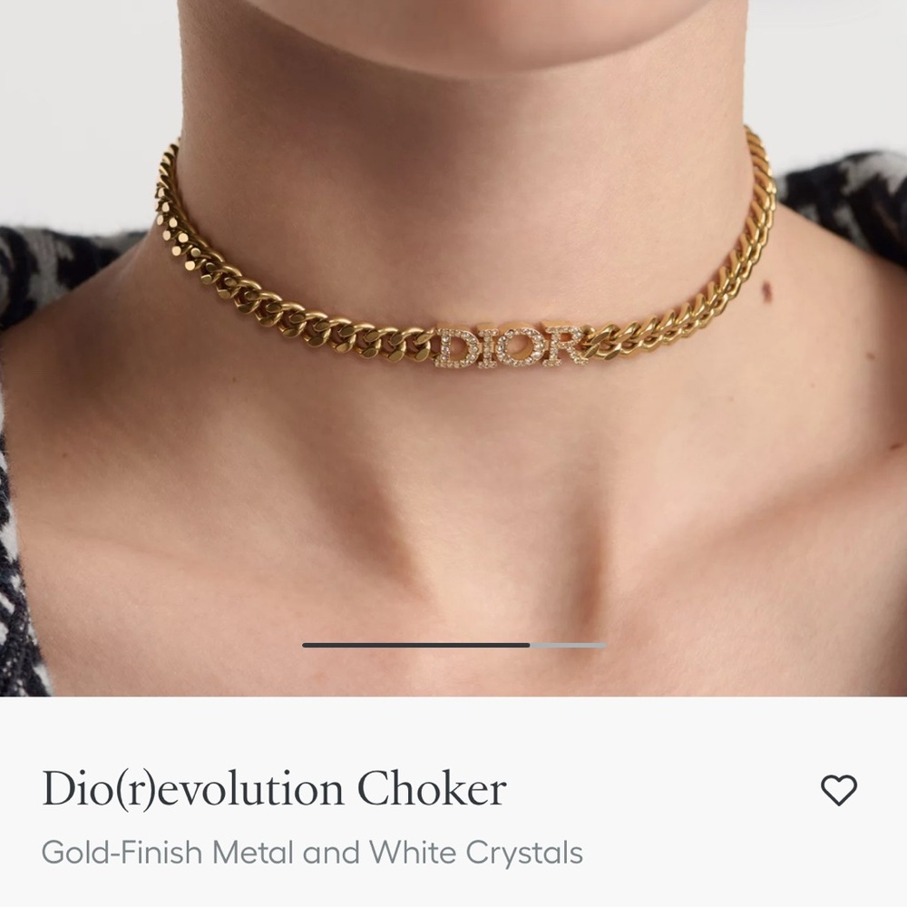 Dior Gold Crystal-Embellished Logo Chain Necklace - Picture 6 of 7